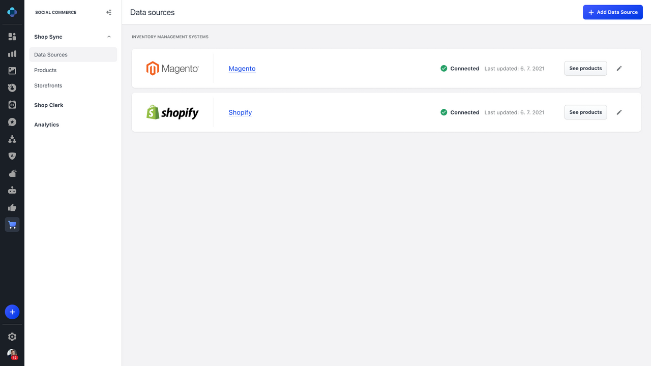 Añadiendo Shopify como fuente de datos