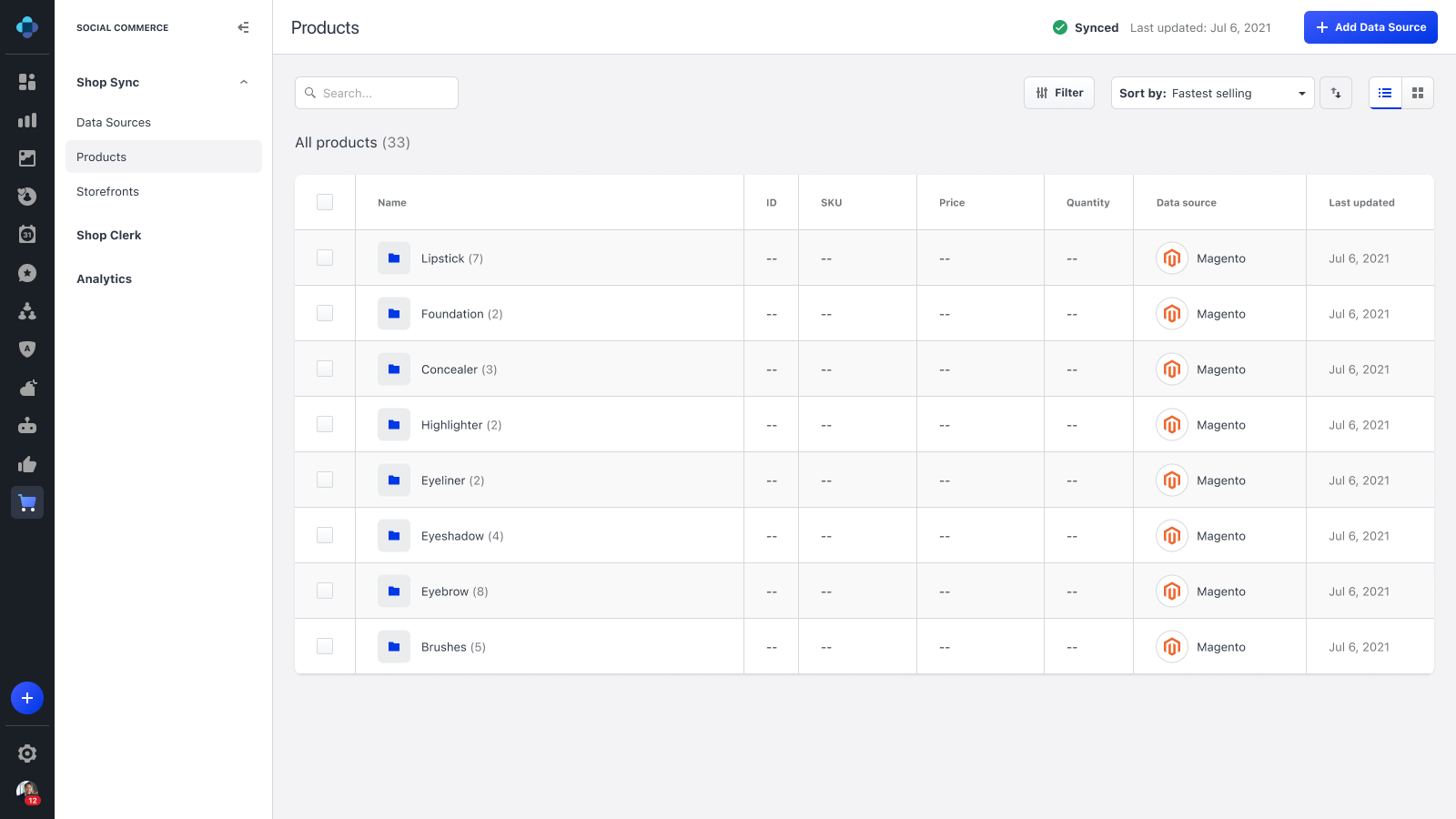 View product categories