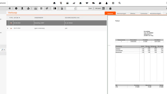 yuki facturen overzicht