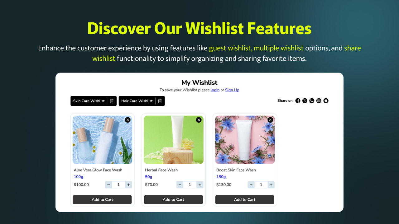 Try guest wishlist, multiple wishlist, & share wishlist features