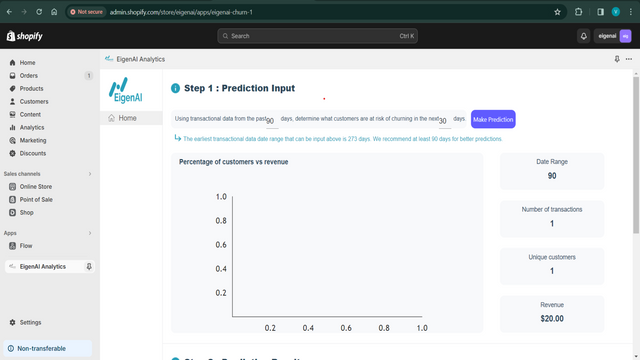 Page principale de EigenAI Analytics