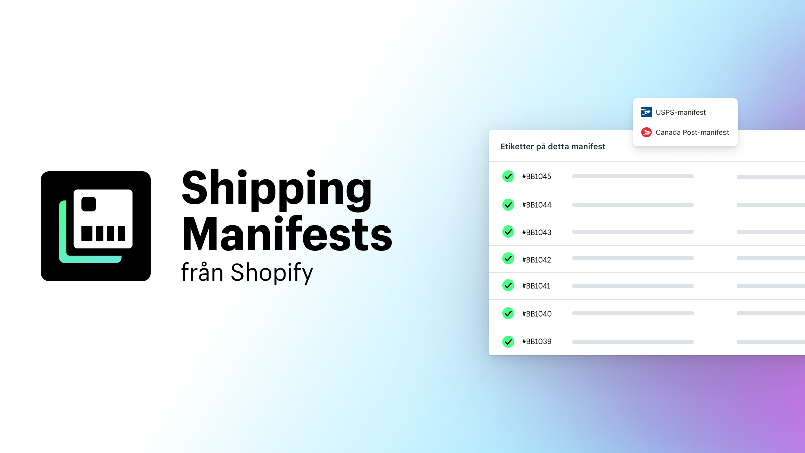 Shipping Manifests från Shopify