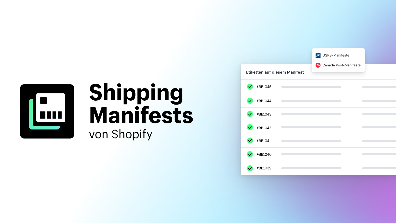 Shipping Manifests von Shopify