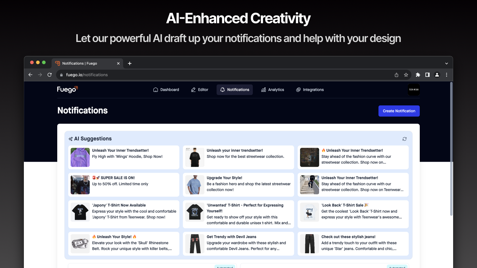 AI-förstärkt kreativitet - Utkast till meddelanden och designblock