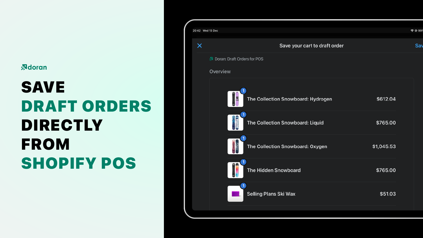 Save Draft Orders Directly from Shopify POS