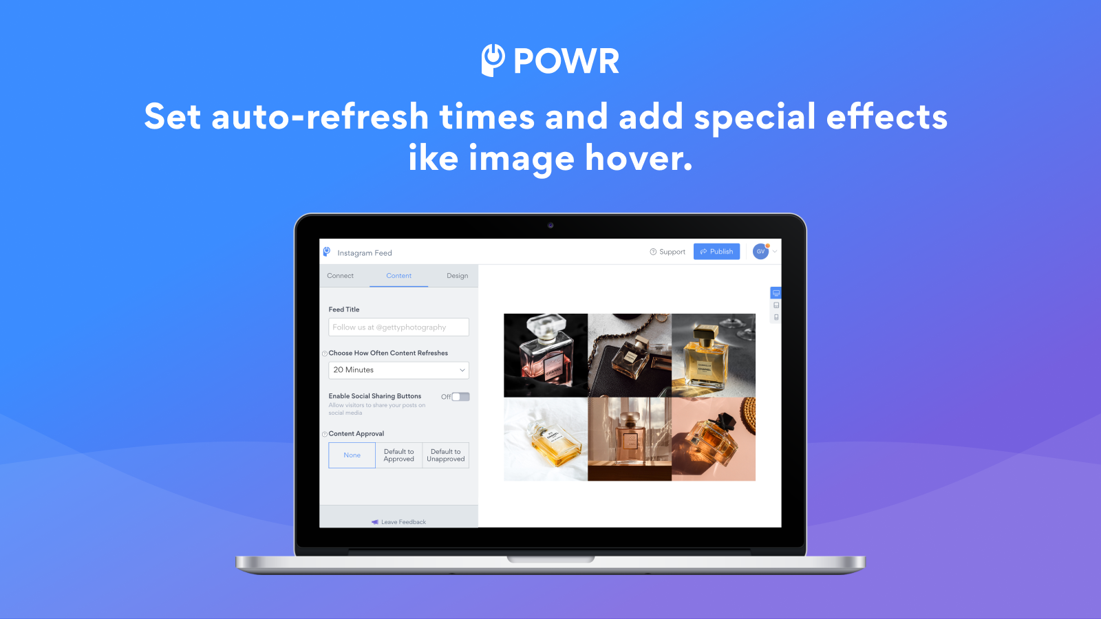 Auto-opdater din Instagram feed og tilføj billedhovereffekter.