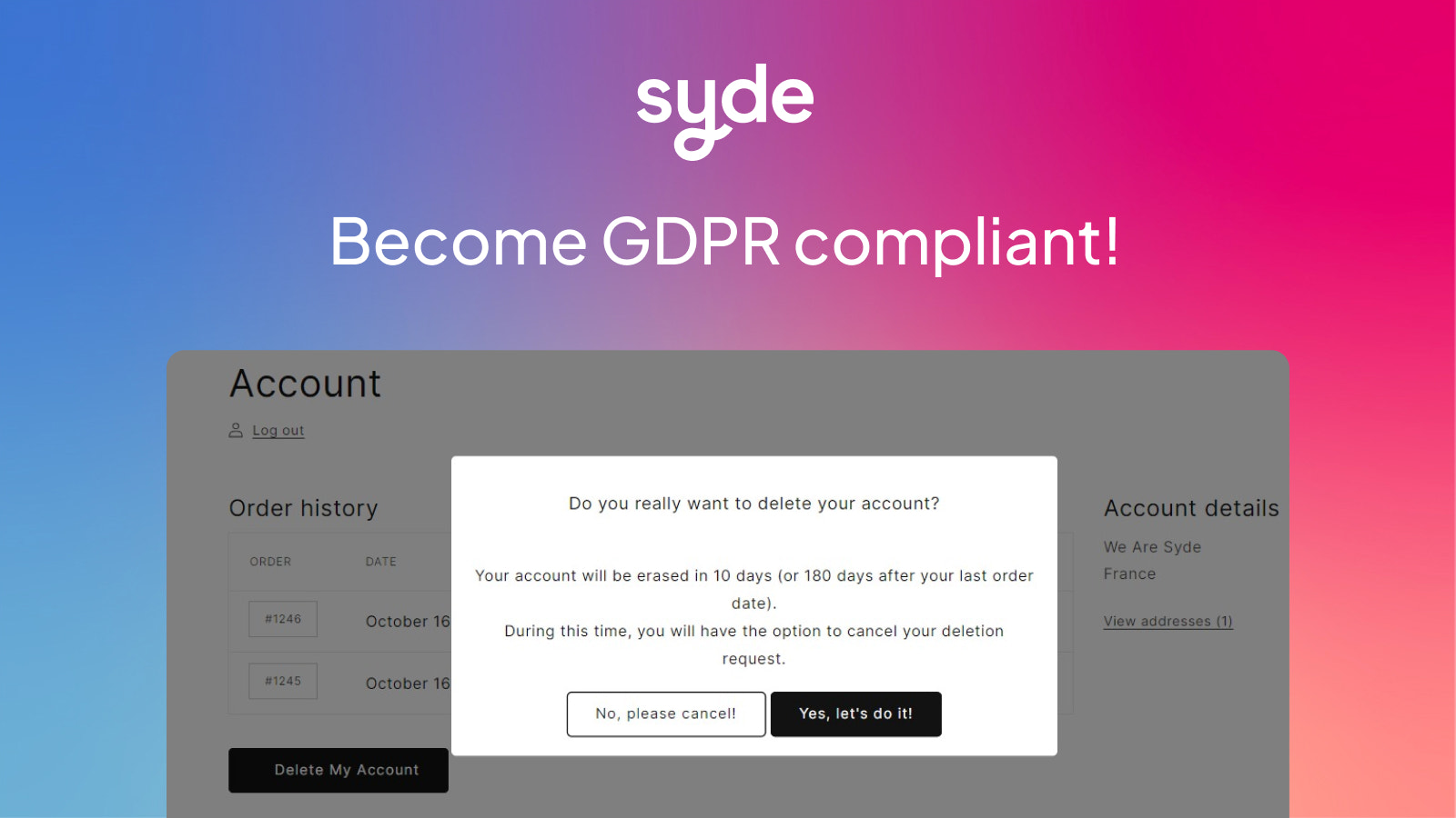 GDPR - Customer Accounts