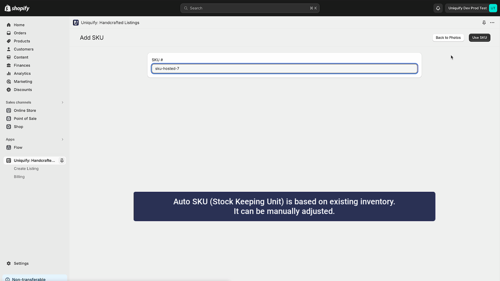 Auto generated SKU based on existing inventory