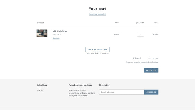 Inloggade användare kan tillämpa tillgängliga butikskrediter på deras order