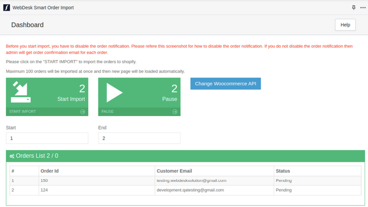 WebDesk Smart Order Import Screenshot