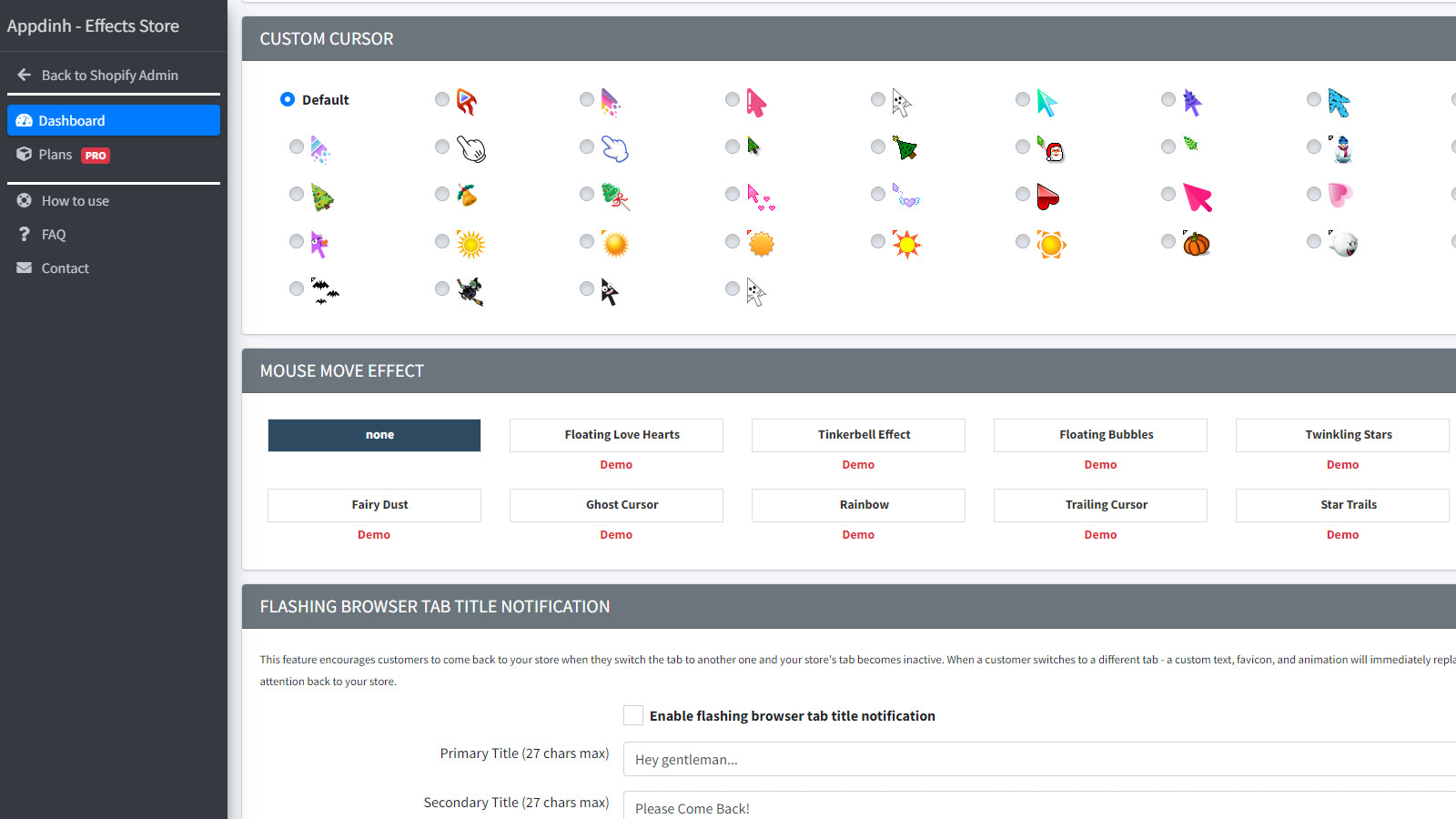 Config muis & muis effect