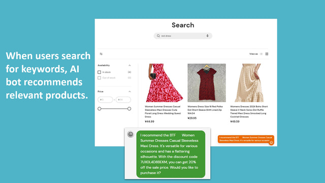 Users search for keywords, AI bot recommends relevant products