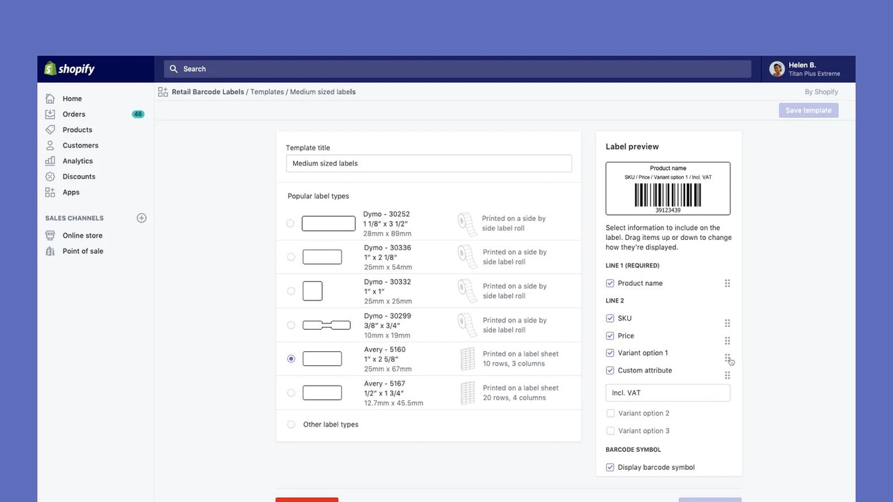 Retail Barcode Labels Screenshot