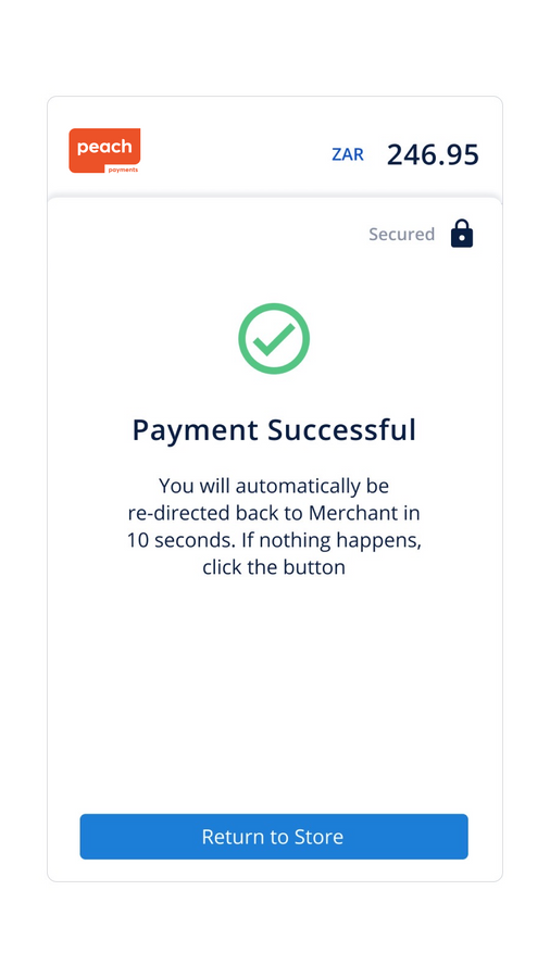 Peach Checkout Mobile Payment Erfolg
