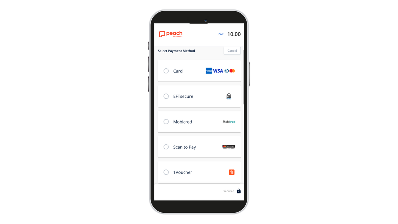 Peach Checkout Mobile Payment Select Payment