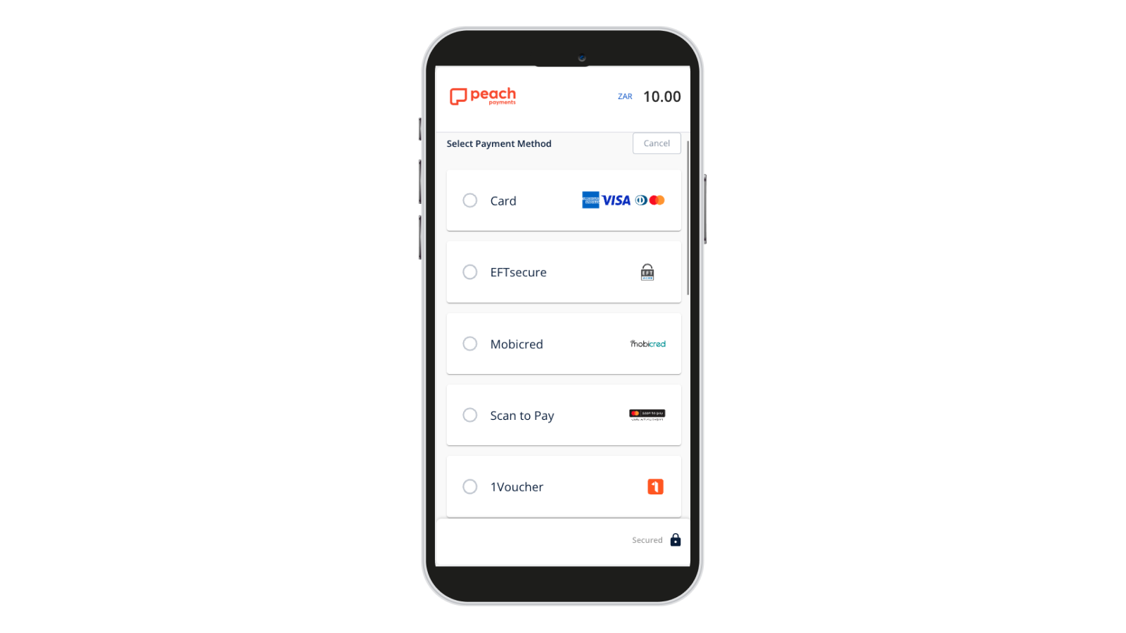 Peach Checkout Mobile Payment Select Payment