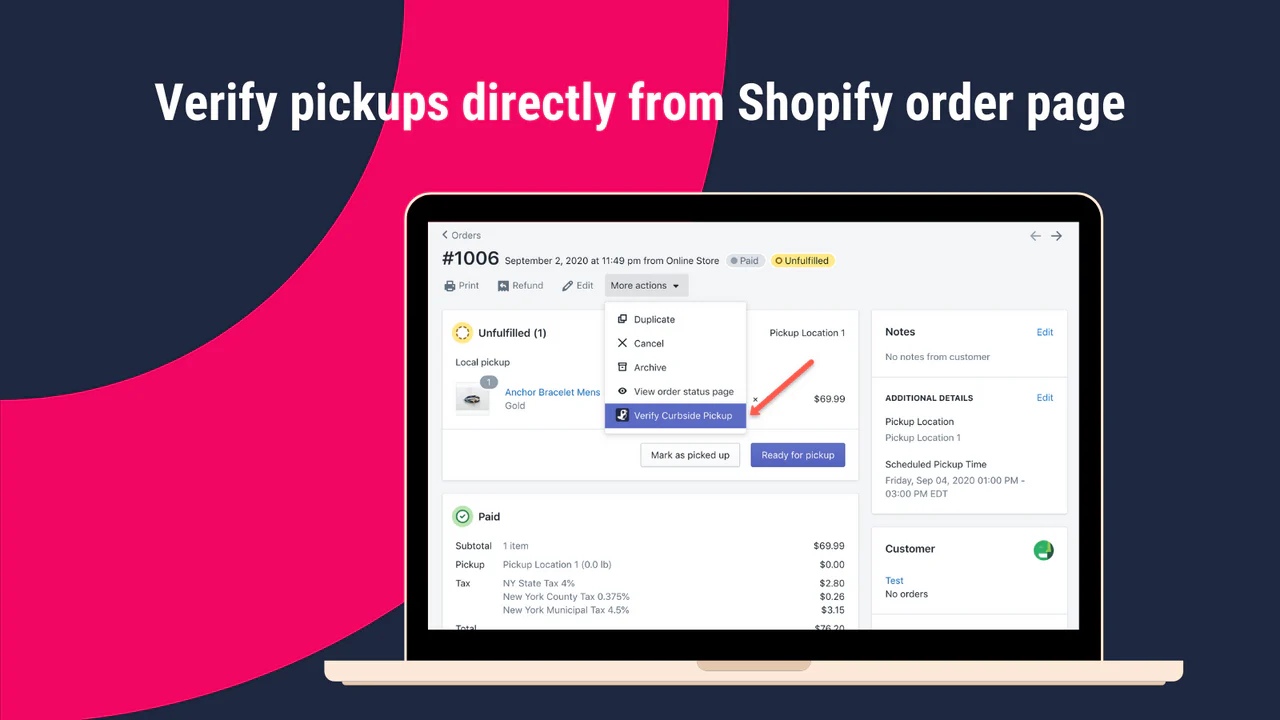 Verifica las recogidas directamente desde la página de pedidos de Shopify