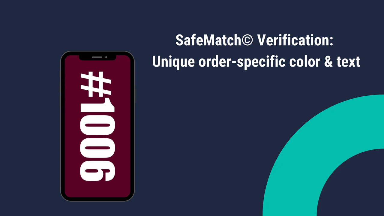 Verificación SafeMatch©: Color y texto específicos del pedido