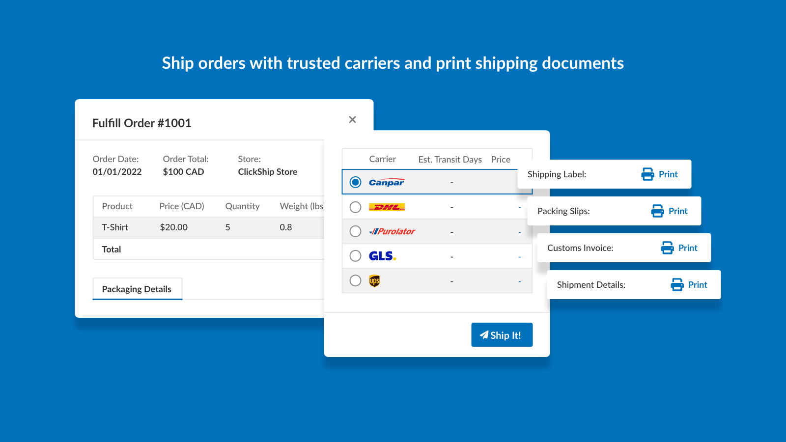 ClickShip | Shipping Platform Screenshot