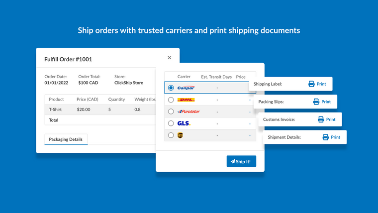 ClickShip | Shipping Platform Screenshot