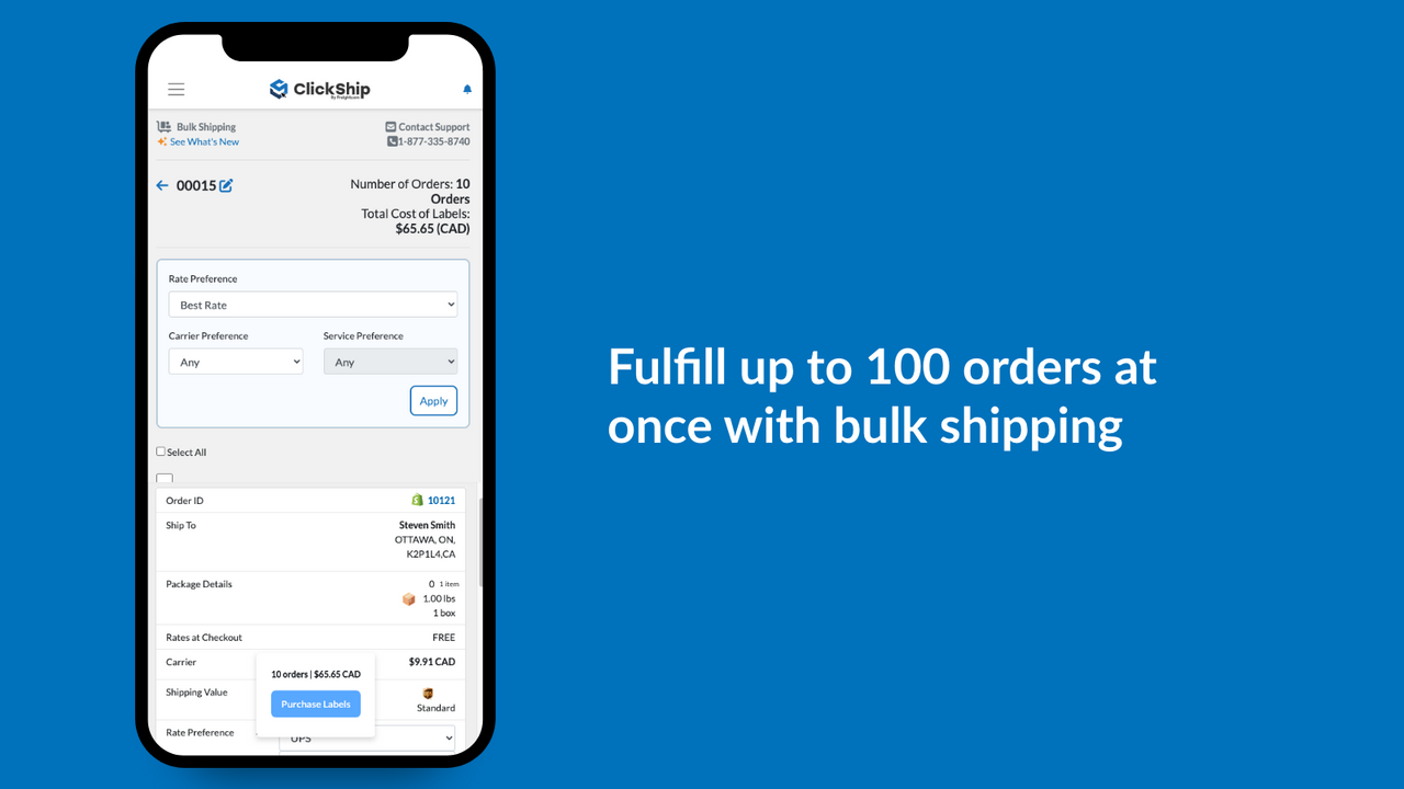 Fulfill up to 100 orders at once with our bulk shipping feature