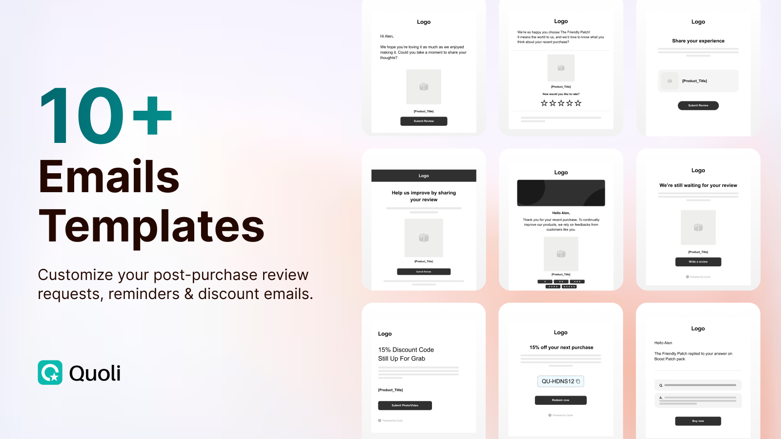 Customize your post-purchase review requests, reminders & more.