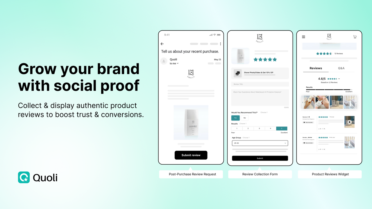 Social proof marketing - Collect product reviews with quoli