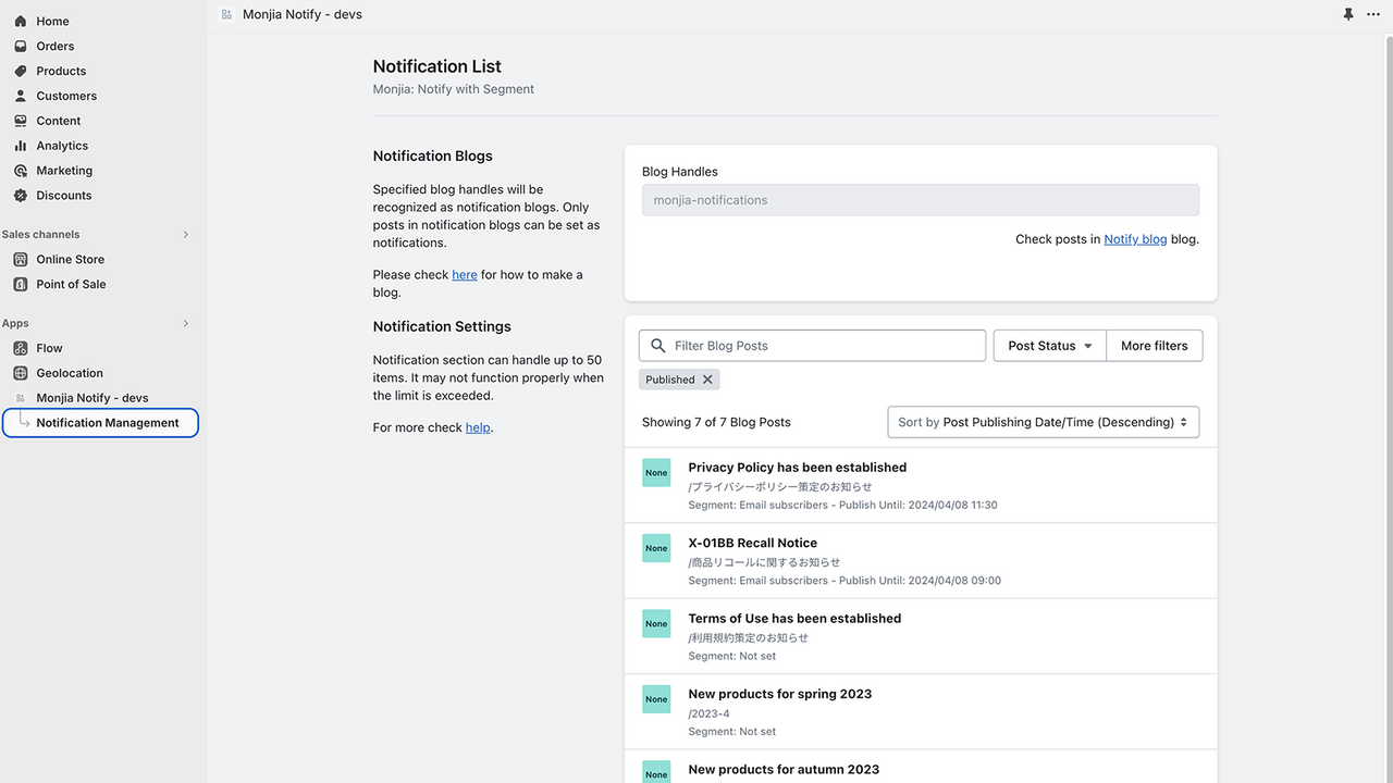 select a blog and assign a segment.