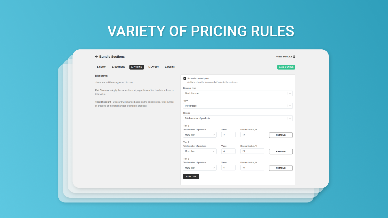 Variety of pricing rules