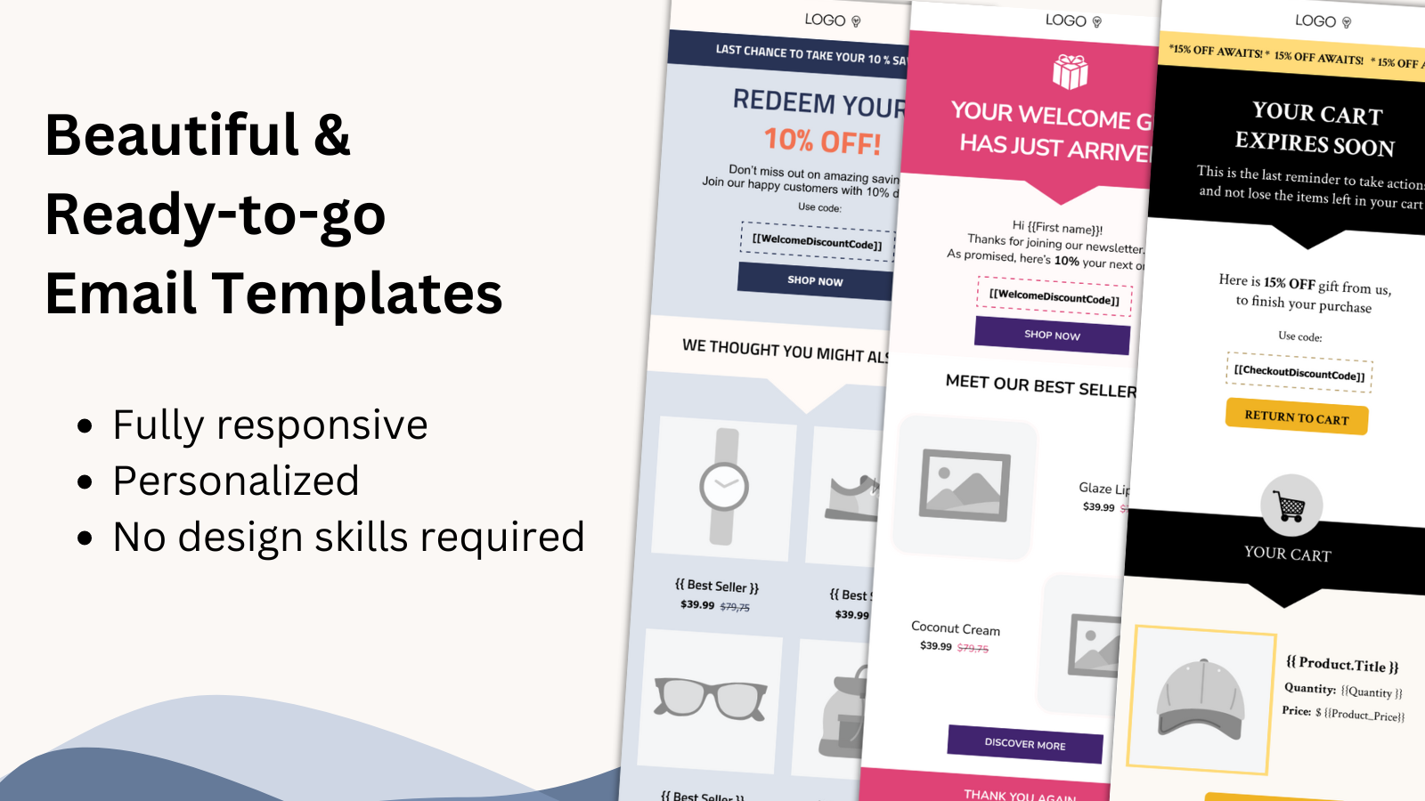 ready-made email templates designs personalized product blocks