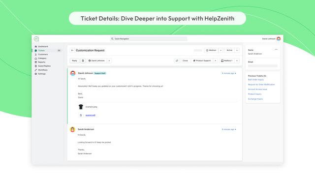 Ticketdetails: Tauchen Sie tiefer in den Support mit HelpZenith ein