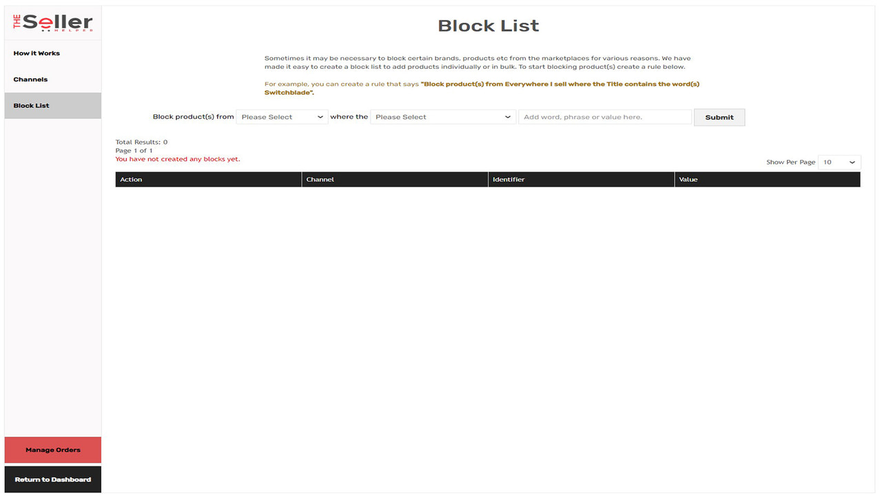 the seller helper block list