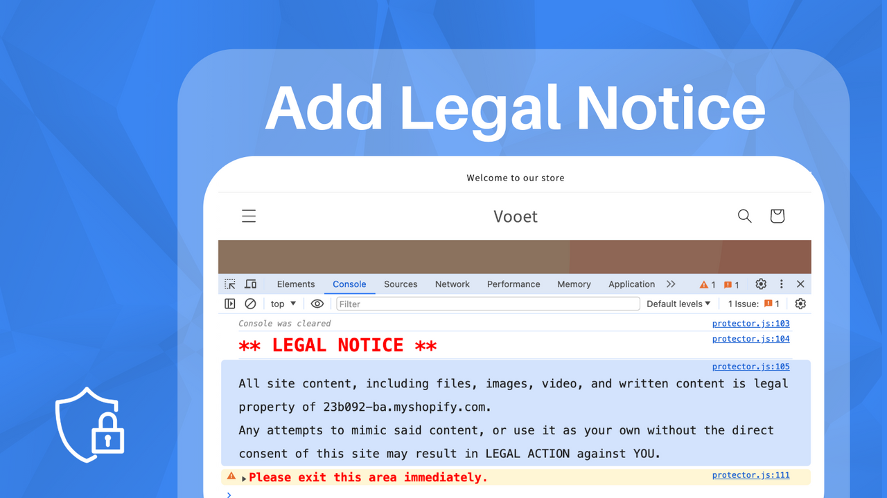 Add Legal Notice While Inspect Source Code of Store Content