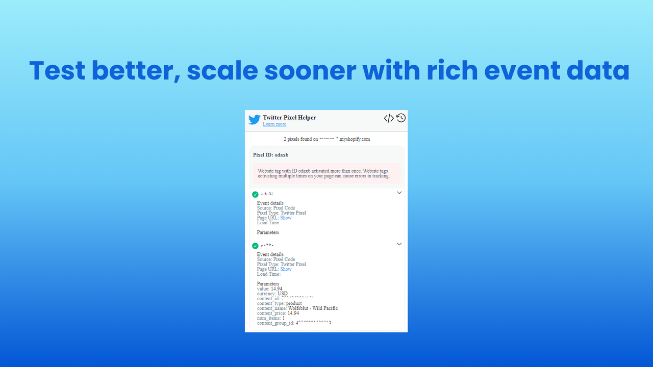 twitter pixel helper vuurt events af