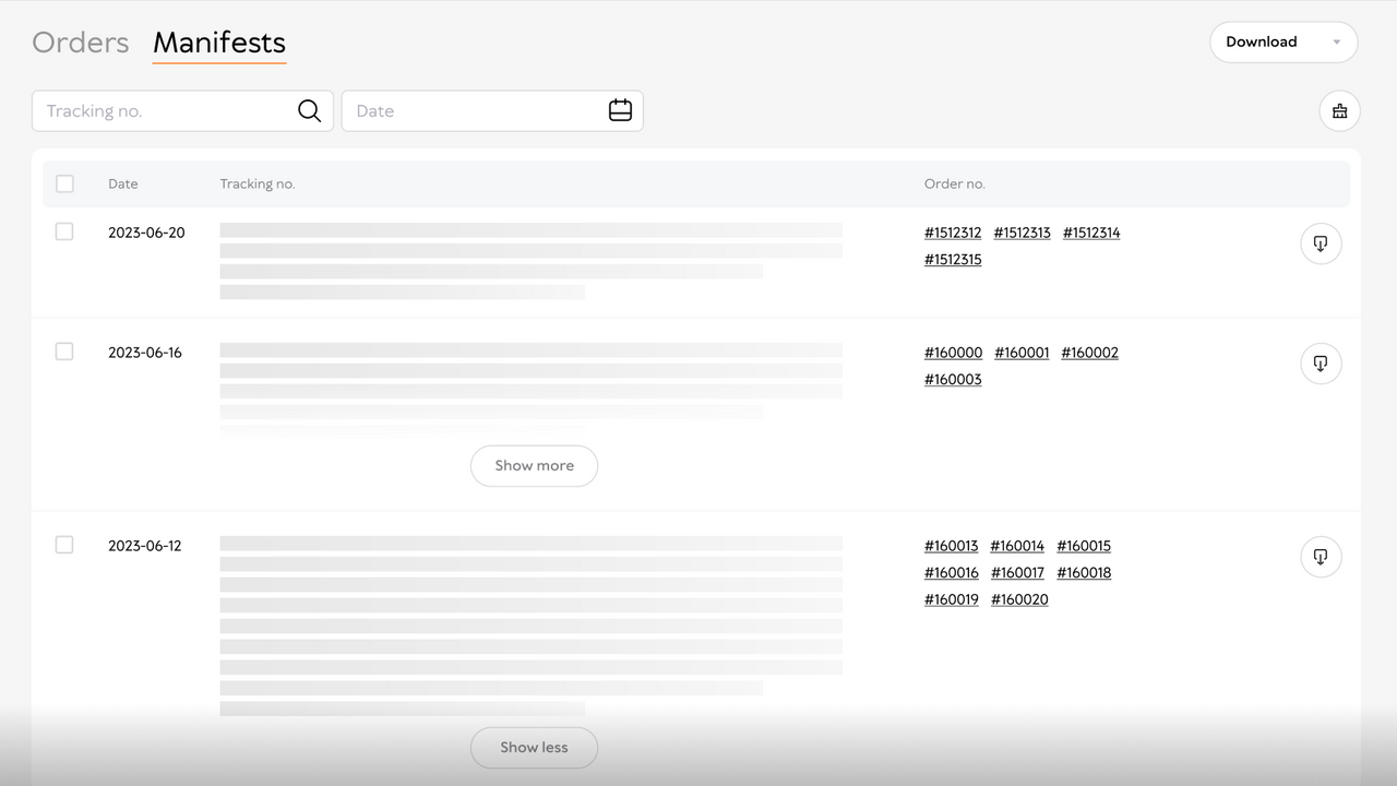 Visualize instantaneamente etiquetas e manifestos para pedidos completos.