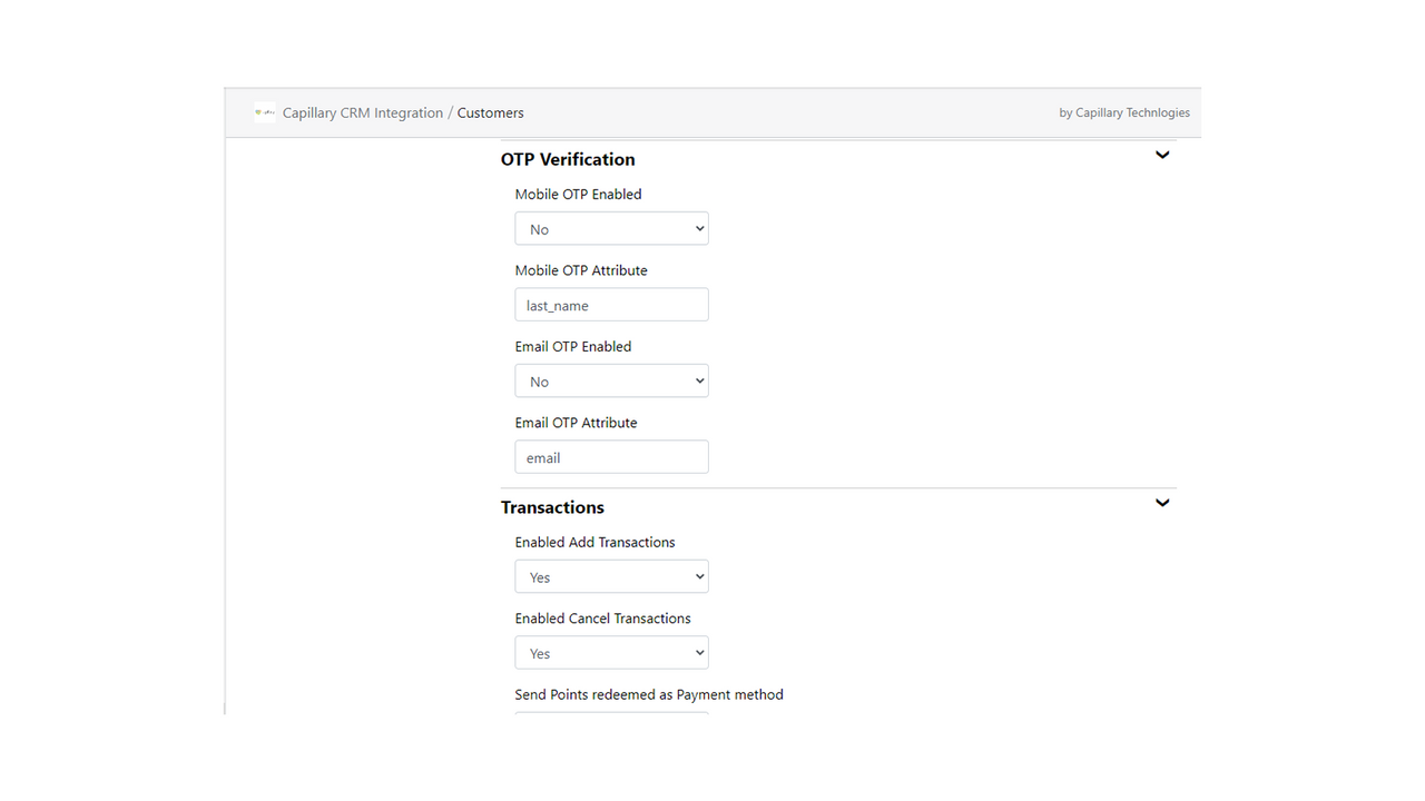 Admin OTP-verifikation & transaktionskonfiguration