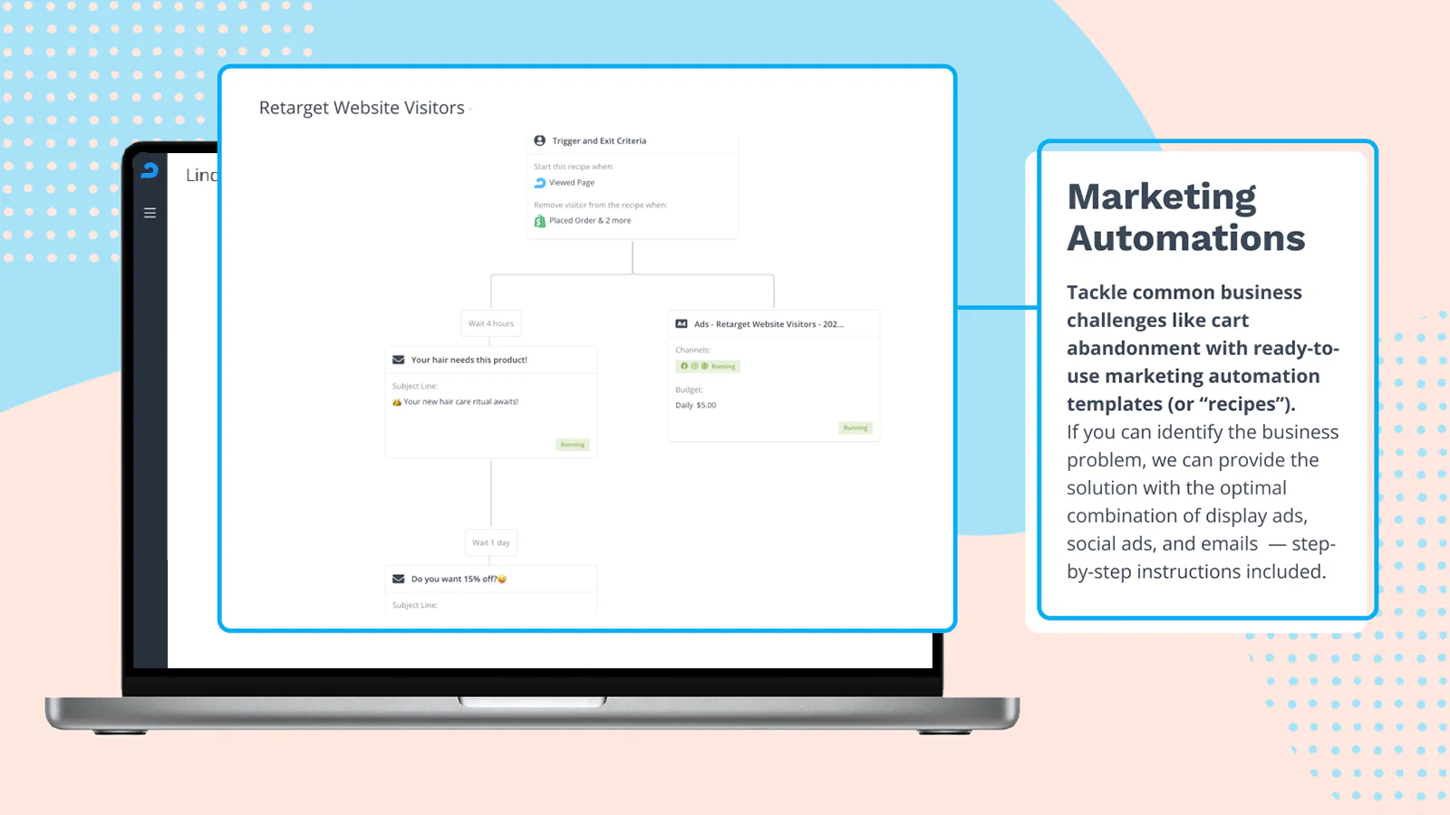 Tableau de bord de configuration des automatisations marketing