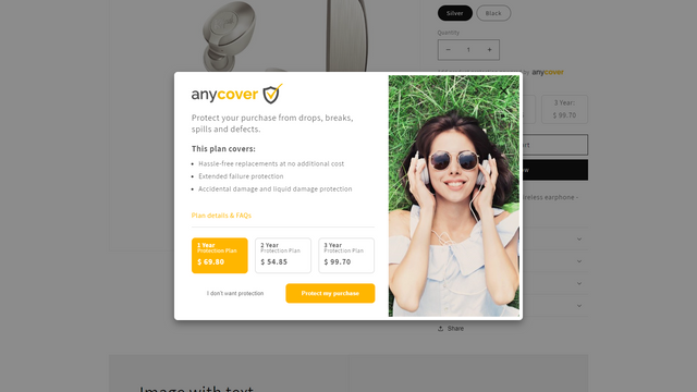 oferta de anycover en su sitio