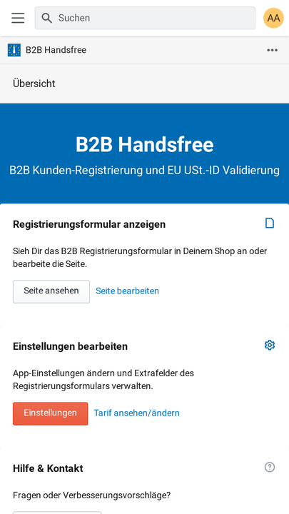 B2B Handsfree App Dashboard