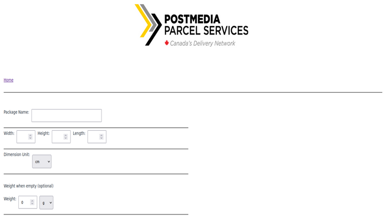 Postmedia Parcel Services Screenshot