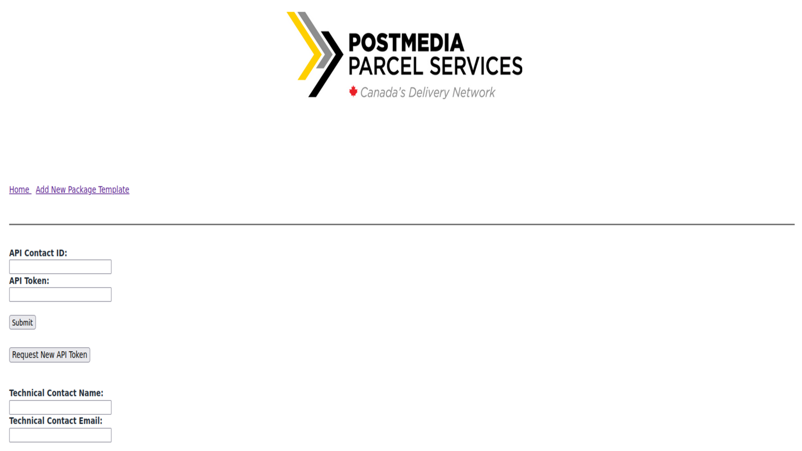 Postmedia Parcel Services Screenshot