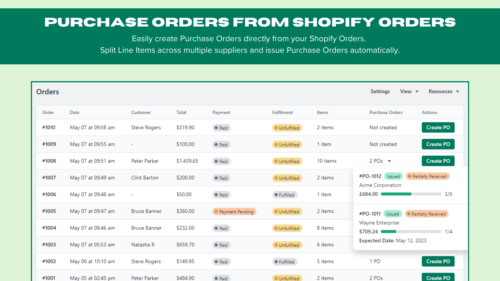 Cree automáticamente OCs a partir de sus Órdenes de Shopify.