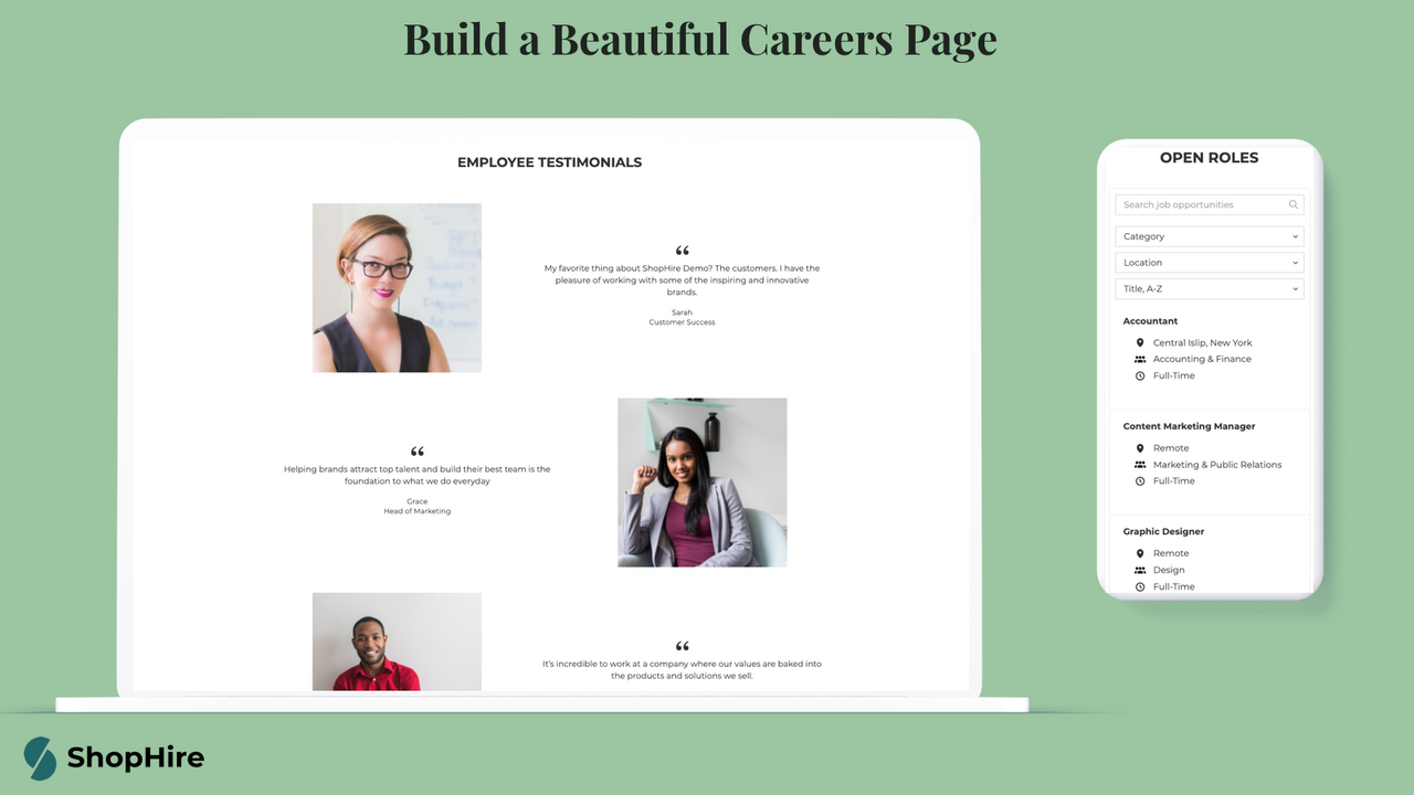 ShopHire Careers Page Builder - Attract candidates by posting jobs