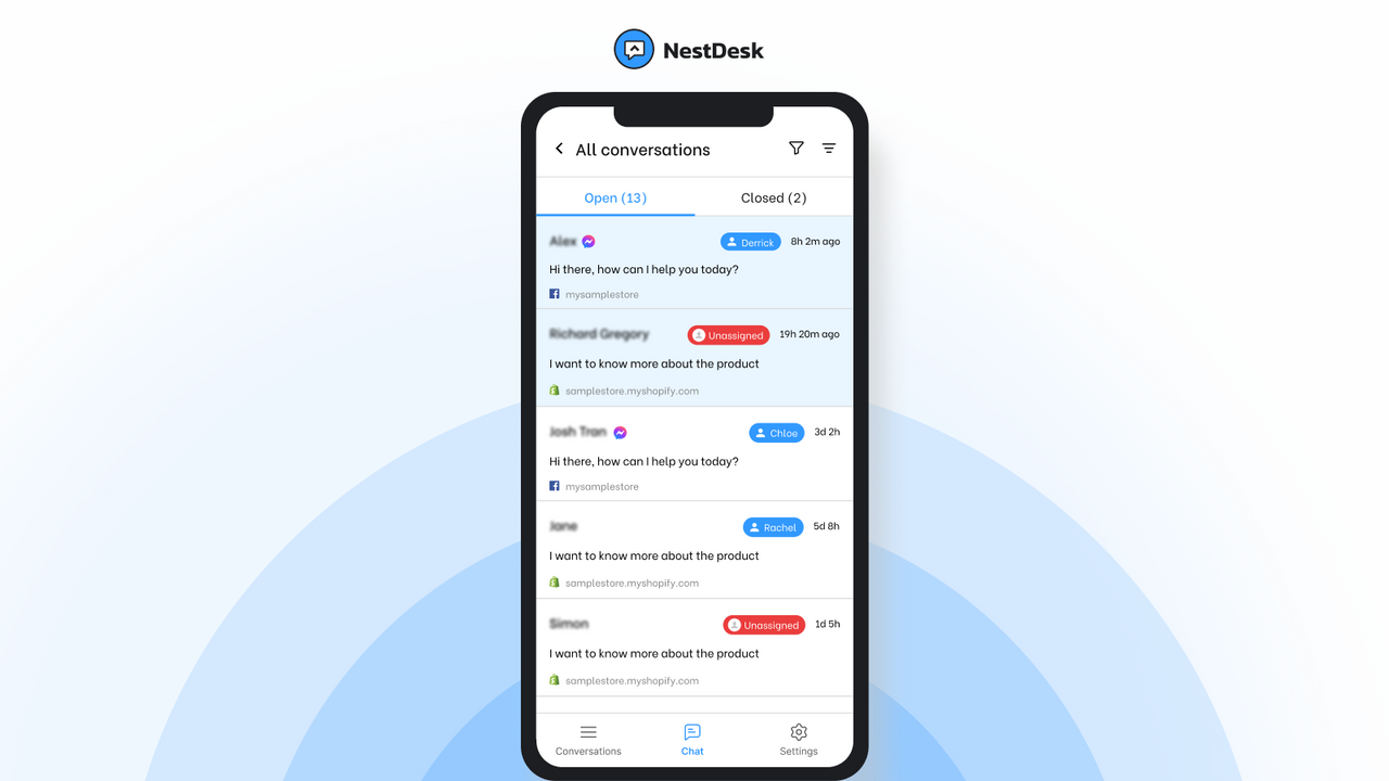 track all messages on mobile app