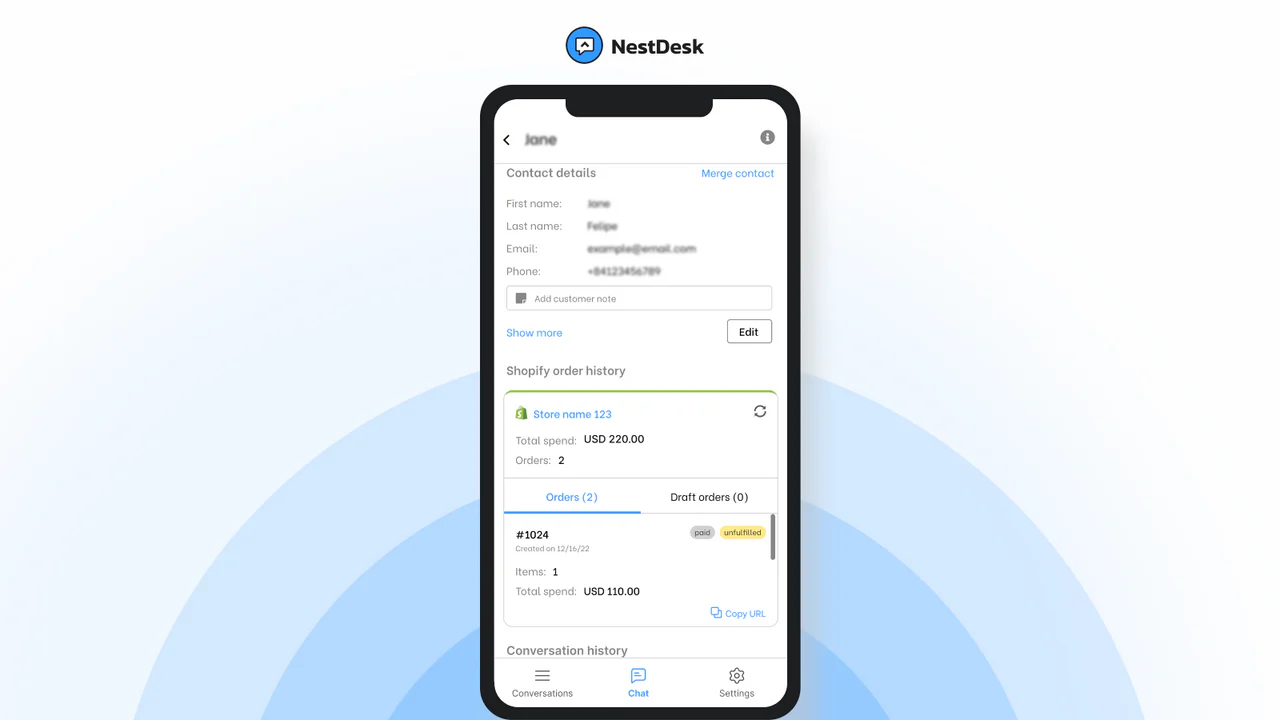 Shopify app: Helpdesk and live chat for online store 