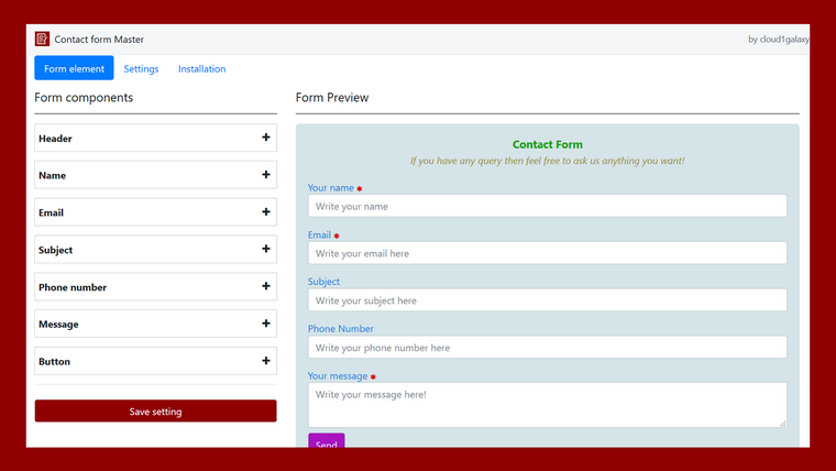 Contact form Master Screenshot