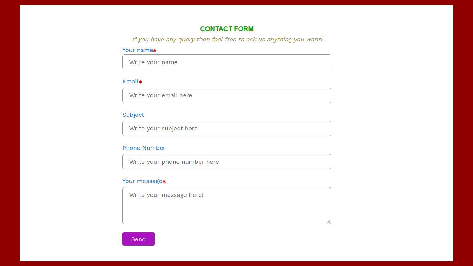 Contact form Master Screenshot