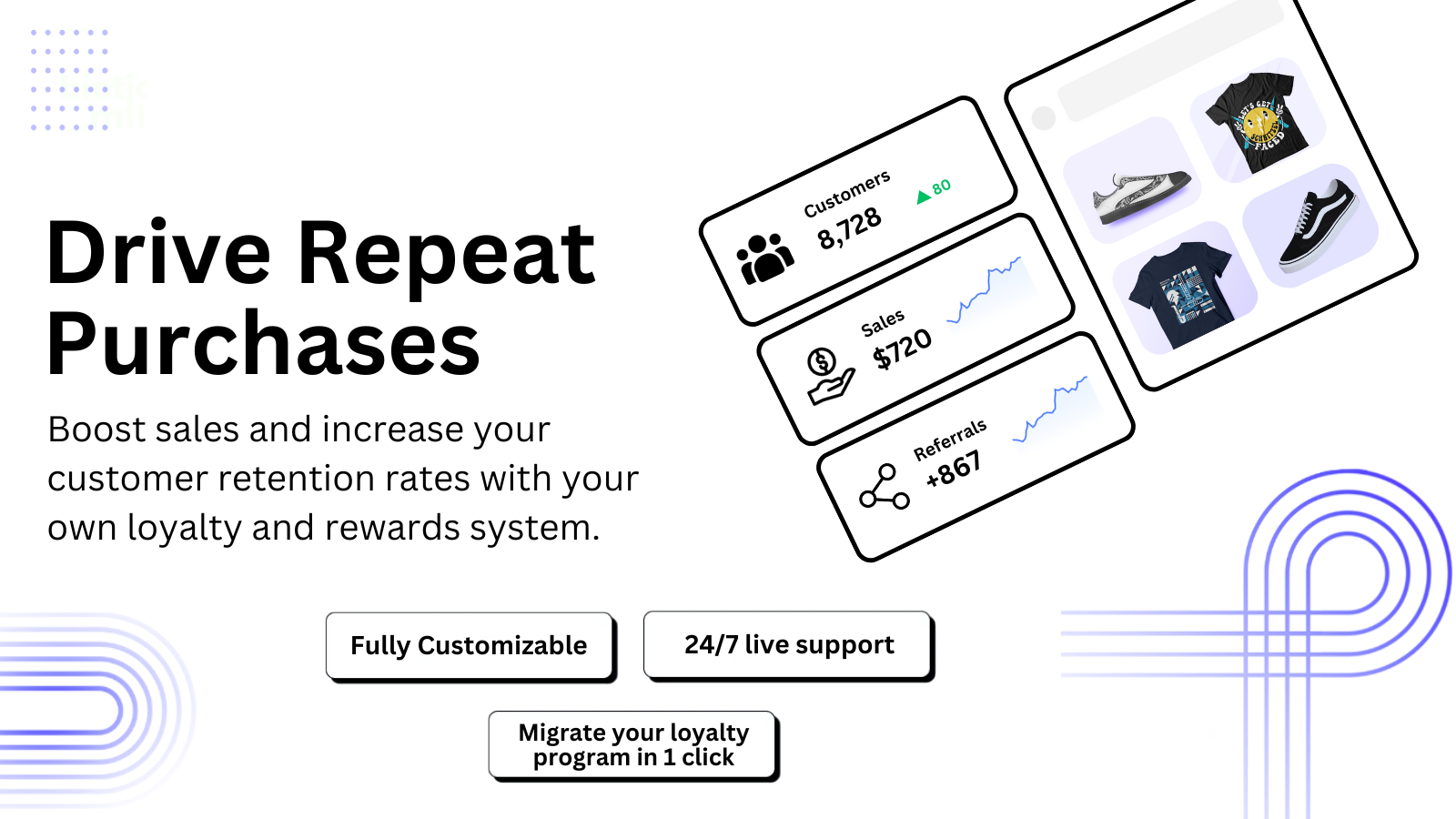 Drive Repeat Purchases with your own loyalty and rewards system.