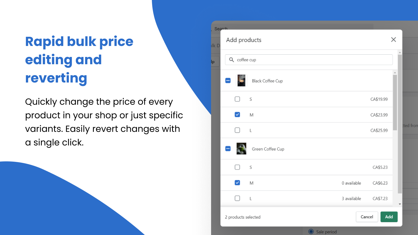 Propel Sale Bulk Price Editor Screenshot