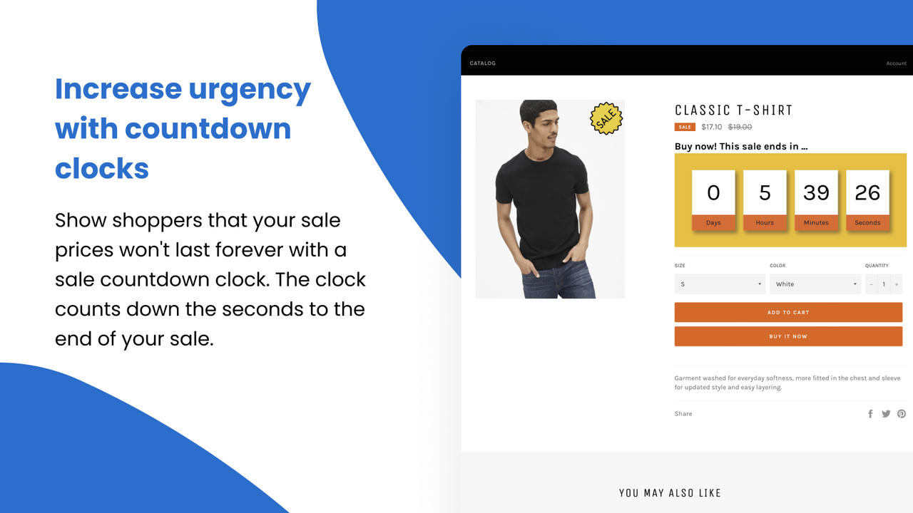 Steigern Sie die Dringlichkeit mit einer Verkaufs-Countdown-Uhr.